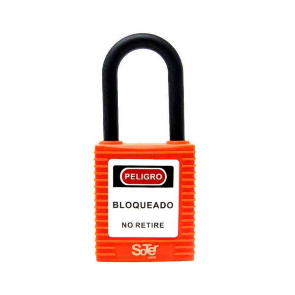 Candado de bloqueo de seguridad de nylon color naranja alta visibilidad para LOTO industrial