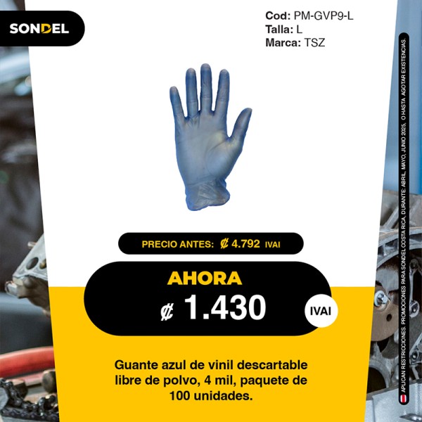 Guante azul de vinil...